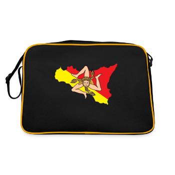 Italy Italia Sicilia Flag Sicily Palermo - Retro Bag - black/gold - Back