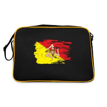 Italy Italia Sicilia Flag Sicily Palermo - Retro Bag - black/gold - Back