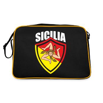 Italy Italia Sicilia Flag Sicily Palermo - Retro Bag - black/gold - Back
