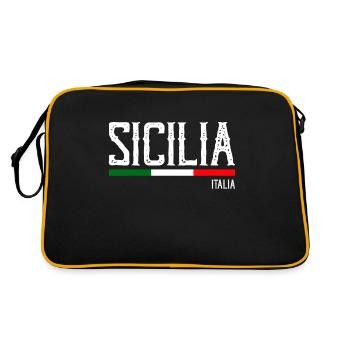 Italy Italia Sicilia Flag Sicily Palermo - Retro Bag - black/gold - Back