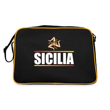 Italy Italia Sicilia Flag Sicily Palermo - Retro Bag - black/gold - Back