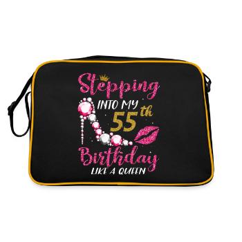 Entrer dans mon 55e anniversaire comme une reine heureuse - Sac Retro - noir/or - Dos