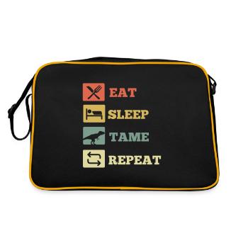 Eat Sleep Tame Repeat Dinosaur - Sac Retro - noir/or - Dos