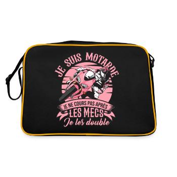 Motarde Je Cours Pas Après Les Mecs Je Les Double - Sac Retro - noir/or - Dos
