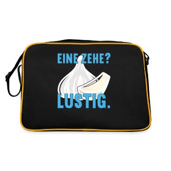 Eine Zehe? Lustig Knoblauch Essen Gewürze Stinken - Retro Tasche - Schwarz/Gold - Hinten