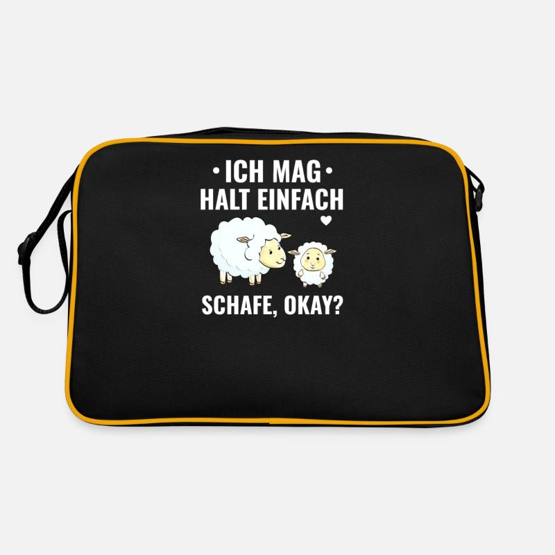Ich mag Halt einfach Schafe, okay Schafzüchter - Retro Tasche - Schwarz/Gold