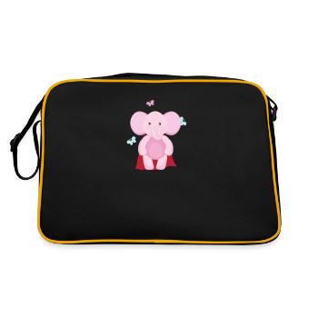 Elefant Superheld - Retro Tasche - Schwarz/Gold - Hinten