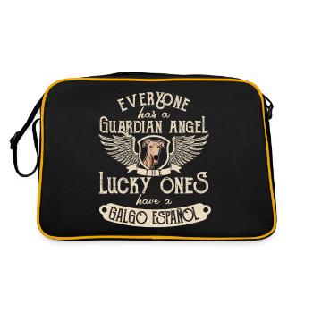 Galgo Espanol Hund Schutzengel Spruch - Retro Tasche - Schwarz/Gold - Hinten