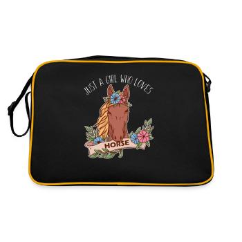 Nur ein Mädchen, das Pferdereiten liebt - Retro Tasche - Schwarz/Gold - Hinten