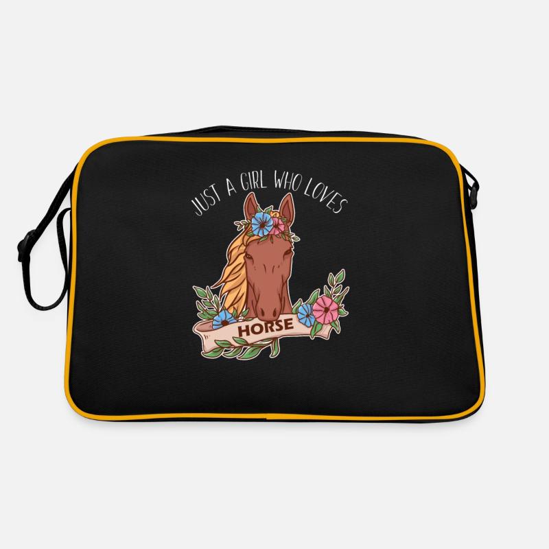 Nur ein Mädchen, das Pferdereiten liebt Retro Tasche
