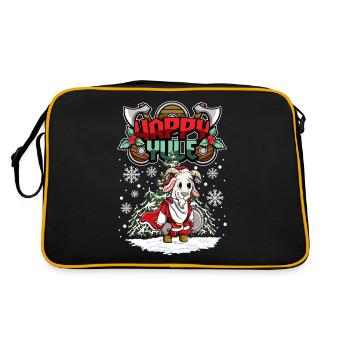 Happy Yule Viking Christmas Goat - Retro Bag - black/gold - Back