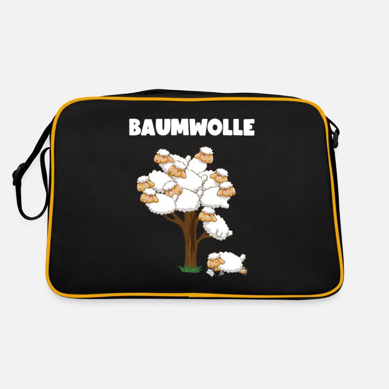 Lustiger Comic Baumwolle Schaf Spruch Geschenk - Retro Tasche - Schwarz/Gold