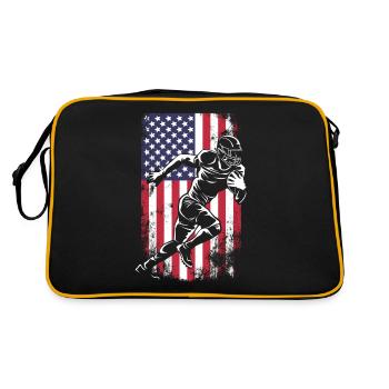Football Running Wide Receiver USA Flag - Retro Bag - black/gold - Back