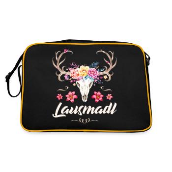 Lausmadl Dirndl Ersatz Tracht Trachtenshirt Damen - Retro Tasche - Schwarz/Gold - Hinten