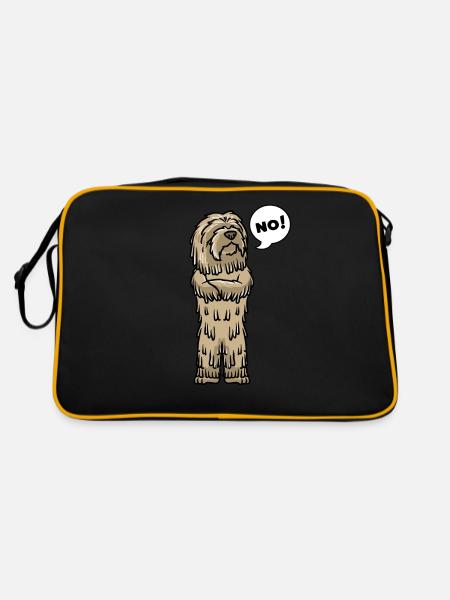 Sturer Bergamasker Hirtenhund Hund - Retro Tasche - Schwarz/Gold - Hinten