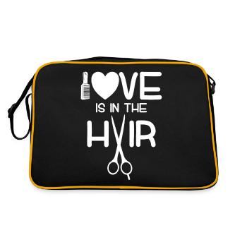 Love Is In The Hair Friseur Hairstylist Friseurin - Retro Tasche - Schwarz/Gold - Hinten