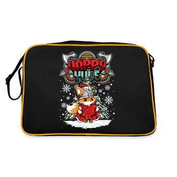 Happy Yule Viking Christmas Fox - Retro Bag - black/gold - Back