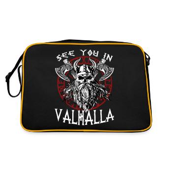 Cooles Wikinger Krieger Nordmann Runen Wikinger - Retro Tasche - Schwarz/Gold - Hinten