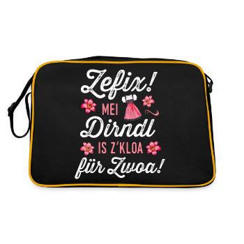 Mei Dirndl is z kloa für Zwoa Tracht Schwangere - Retro Tasche - Schwarz/Gold - Hinten