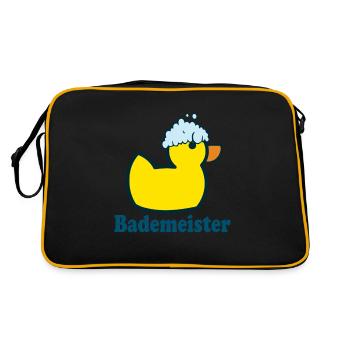 Bademeister Gummiente - Retro Tasche - Schwarz/Gold - Hinten
