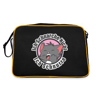 Katze Schnarchen - Retro Tasche - Schwarz/Gold - Hinten