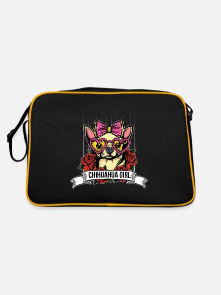 Chihuahua Girl - Retro Tasche - Schwarz/Gold
