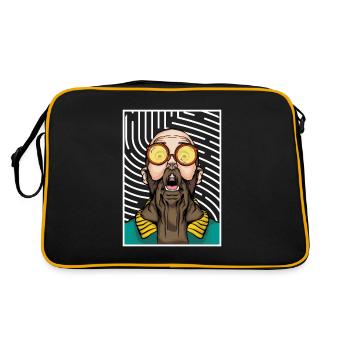 Labrador Hipster - Retro Tasche - Schwarz/Gold - Hinten