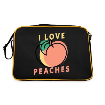 I Love Peaches Fruit Vegetarian Vegan - Sac Retro - noir/or - Dos