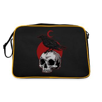 Raven Bird Blackbird Birdwatching Crow Goth Style - Retro Tasche - Schwarz/Gold - Hinten