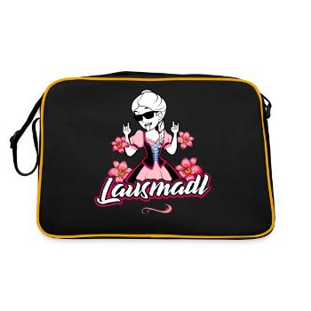 Lausmadl Trachtenshirt Tracht Dirndl - Retro Tasche - Schwarz/Gold - Hinten