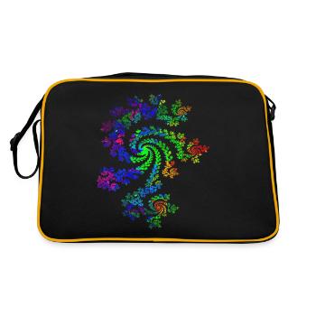 Fraktal Farbenfroh - Retro Tasche - Schwarz/Gold - Hinten