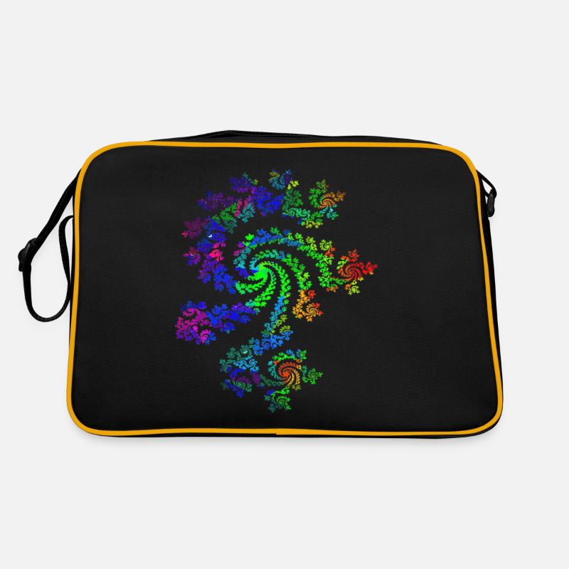 Fraktal Farbenfroh - Retro Tasche - Schwarz/Gold