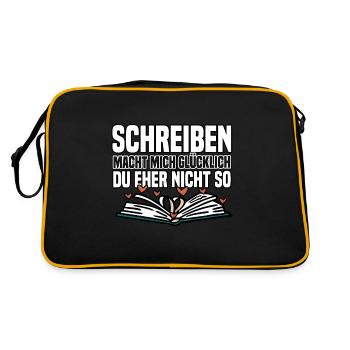 Autor Schriftsteller Bücher Schreiben - Retro Tasche - Schwarz/Gold - Hinten