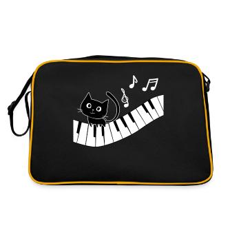 Piano Cat Piano I Funny Animals | Music - Retro Bag - black/gold - Back