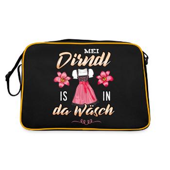 Trachtenshirt Mei Dirndl Tracht lustig - Retro Tasche - Schwarz/Gold - Hinten