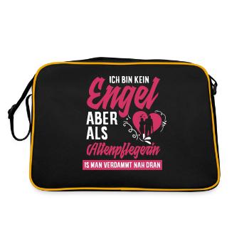 Pflegeberuf Spruch Geschenk Altenpflegerin - Retro Tasche - Schwarz/Gold - Hinten