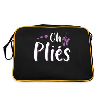Ballett Spruch lustig Oh Plies - Retro Tasche - Schwarz/Gold - Hinten