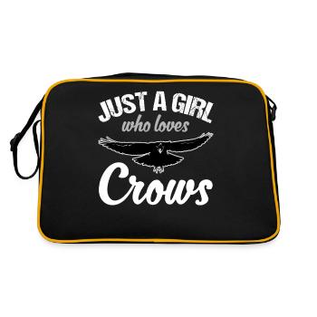 Krähe Rabe Rabenvögel Spruch Mädchen Geschenk - Retro Tasche - Schwarz/Gold - Hinten