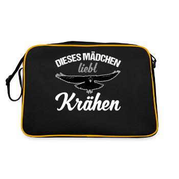 Krähe Rabe Rabenvögel Spruch Mädchen Geschenk - Retro Tasche - Schwarz/Gold - Hinten
