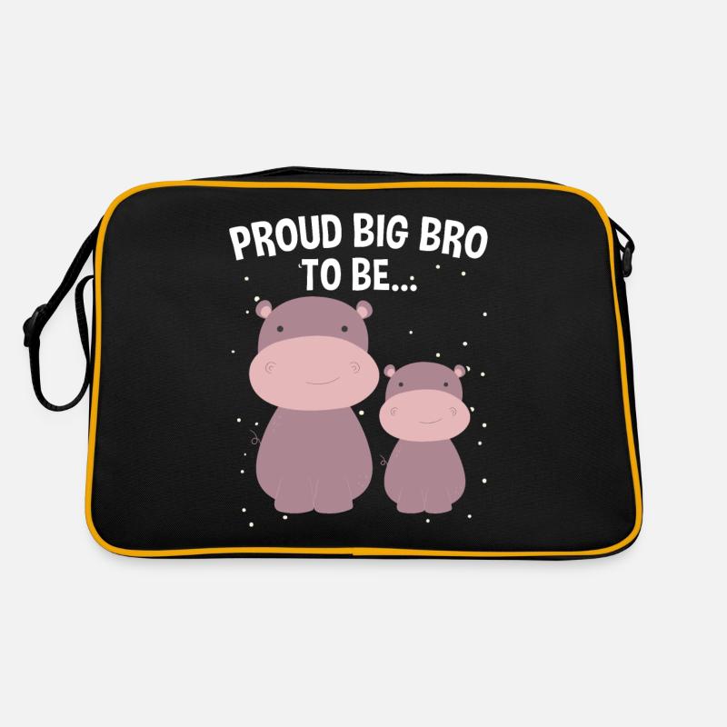 Glücklicher Großer Bruder Werde Ich Big Bro - Retro Tasche - Schwarz/Gold