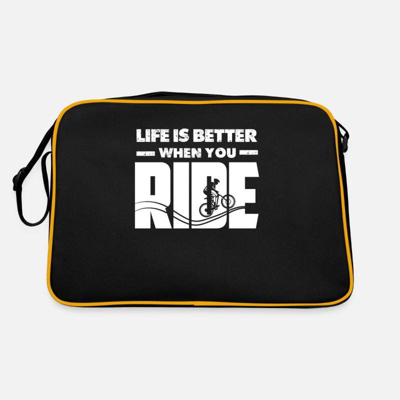 Pump Track Life Is Better Mountainbike BMX Loop - Retro Tasche - Schwarz/Gold