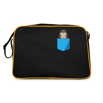 Otter Fischotter Lustiger Spruch Marder Geschenk - Retro Tasche - Schwarz/Gold - Hinten