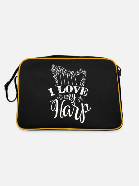 J’aime Ma harpe Harpiste Harpiste - Sac Retro - noir/or