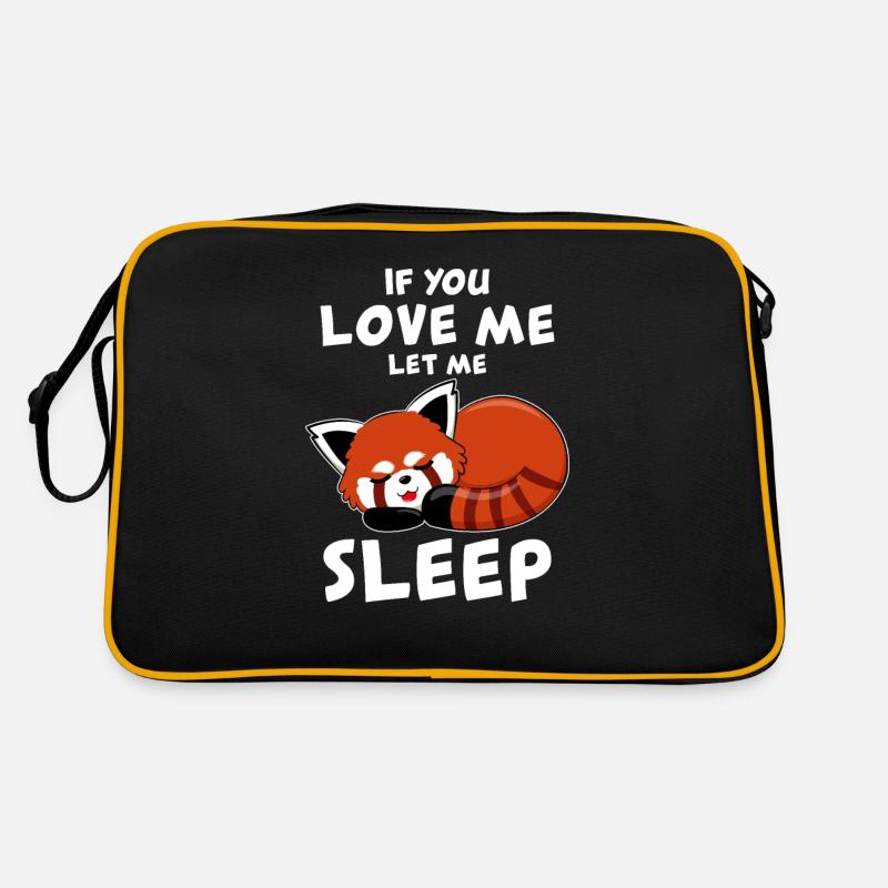 Roter Panda Schlaf - Retro Tasche - Schwarz/Gold