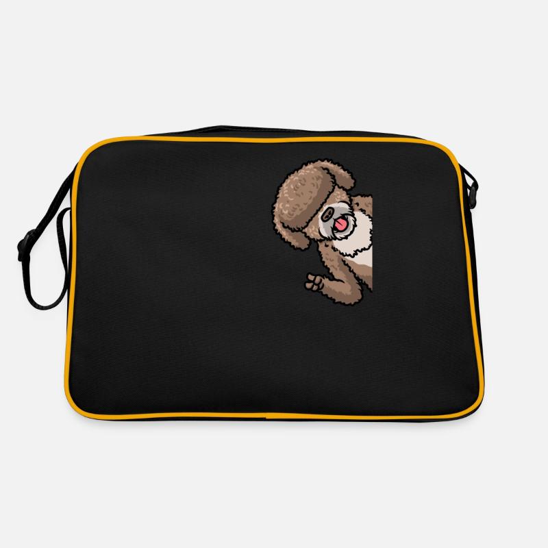 Perro de Agua Español Hund Spanischer Wasserhund - Retro Tasche - Schwarz/Gold