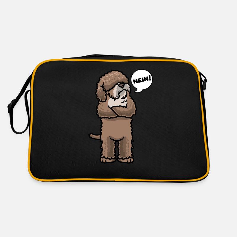 Sturer Spanischer Wasserhund Hund Perro de Agua - Retro Tasche - Schwarz/Gold