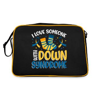 Ich liebe jemanden mit Down-Syndrom - Retro Tasche - Schwarz/Gold - Hinten