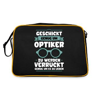 Optiker Augenoptiker Sehhilfe Beruf Brille Sehtest - Retro Tasche - Schwarz/Gold - Hinten