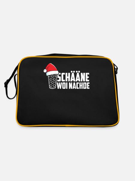 Pfälzer Weihnachten Pälzer Dialekt Mundart Schorle - Retro Tasche - Schwarz/Gold - Hinten