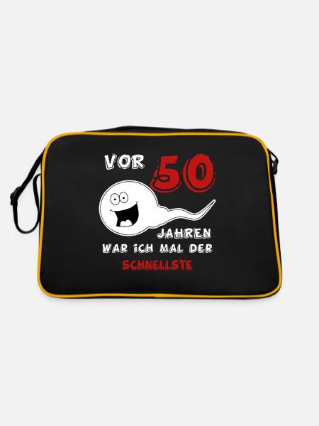 50 Jahre Geburtstag - Retro Tasche - Schwarz/Gold - Hinten